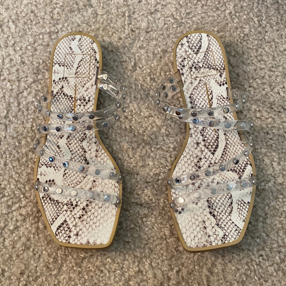 Like new with box! Clear dolce vita sandals with silver studs